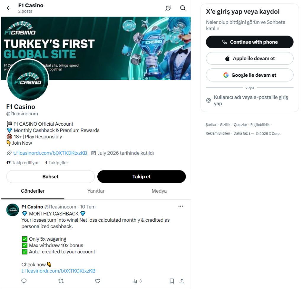 F1Casino Twitter